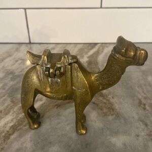 Vintage Egyptian Brass standing Camel Inkwell Heavy ornate stationery Persian